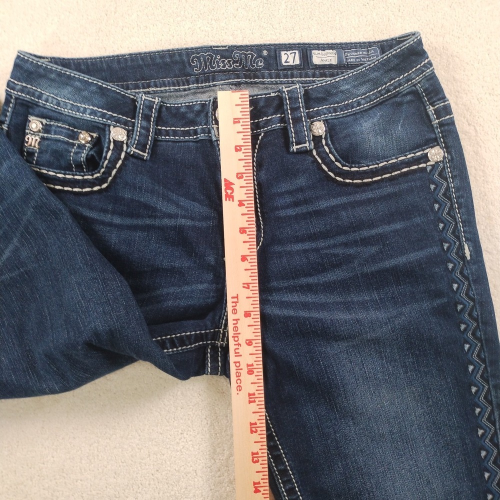 Miss Me Jeans Women's 27 Fits 30x27 Slim Boyfriend Ankle Stretch Embroidered 💎 - Picture 11 of 15